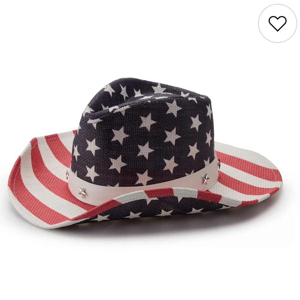 Collection XIIX Red White Blue American Flag Cowboy Hat w/ Silver Studs NWT